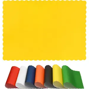 Disposable Scalloped Edges Yellow Paper Placemats 10"x14" 50ct for Dining Table, Parties and Christmas Table Decorations