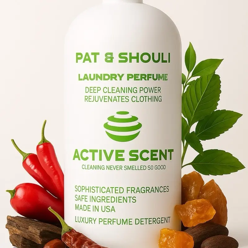 Active Scent | Pat & Shouli Luxury Scented Laundry Detergent - Perfume Scent and Deep Cleaning Power & Rejuvenates Clothing - Floral Escape Scent - 32 fl oz