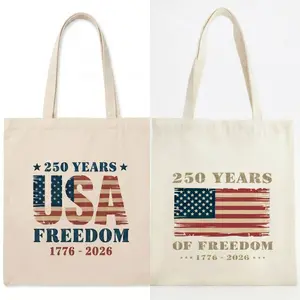 250 Years USA Freedom Tote Bag, Patriotic American Flag Canvas Tote, 1776–2026 Anniversary Bag, Vintage Independence Day Tote, Gift for Her or Him