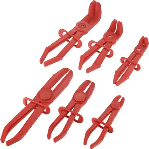 Hose Clamp Pliers, 6 count Flexible Hose Pinch Off Pliers With Straight Jaw and 90? Angle, Plastic Line Clamp Pliers Set for Flexible Hoses  Hoses Gas Lines  Hoses Radiator Hoses