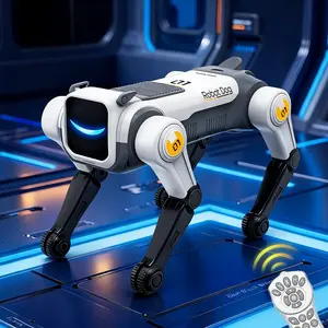 Interactive 2.4GHz Remote Control Robot Dog Toy, Multifunction Programmable Stunt Robot with Lighting Flip, Dances, Unisex RC Pet for Kids Aged 8+
