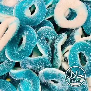 Halal Blue Raspberry Gummy Rings Chewy Snack