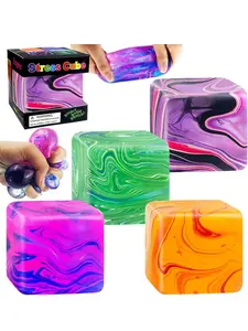 4 Pcs Color Texture Fidget Cube Squishy Toys, Squeeze Stress Balls for Kids & Adults, Anxiety Relief Maltose Ball, Adhd Sensory Toy
