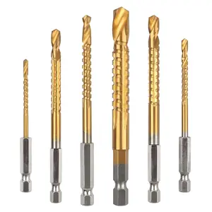 6-Pack Titanium Coated HSS Twist Drill Bits, 3–8mm Hex Shank Serrated Drill Set for Wood, Metal & Plastic