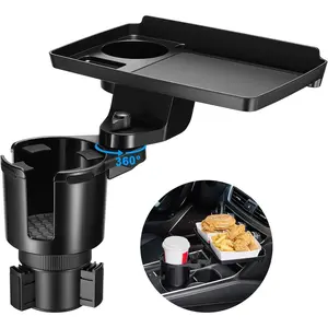 Cup Holder Tray for , 2 in 1 Detachable   Table Tray with Solid Base & Phone Slot, Cup Holder Expander with 360?Rotation Tray for Travel Road Essentials