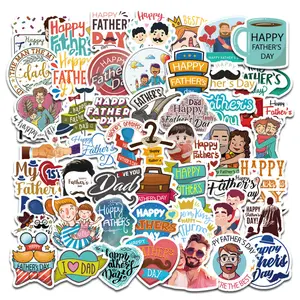 50 Cartoon Father's Day Gift Stickers Envelope Seals Party Gift Box Decoration Stickers