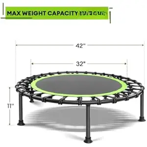 42"/45" Rebounder Trampoline for Adults, Silent Mini Trampoline Indoor Exercise Fitness Trampoline Bungee Rebounder Workout Max Load 330lbs