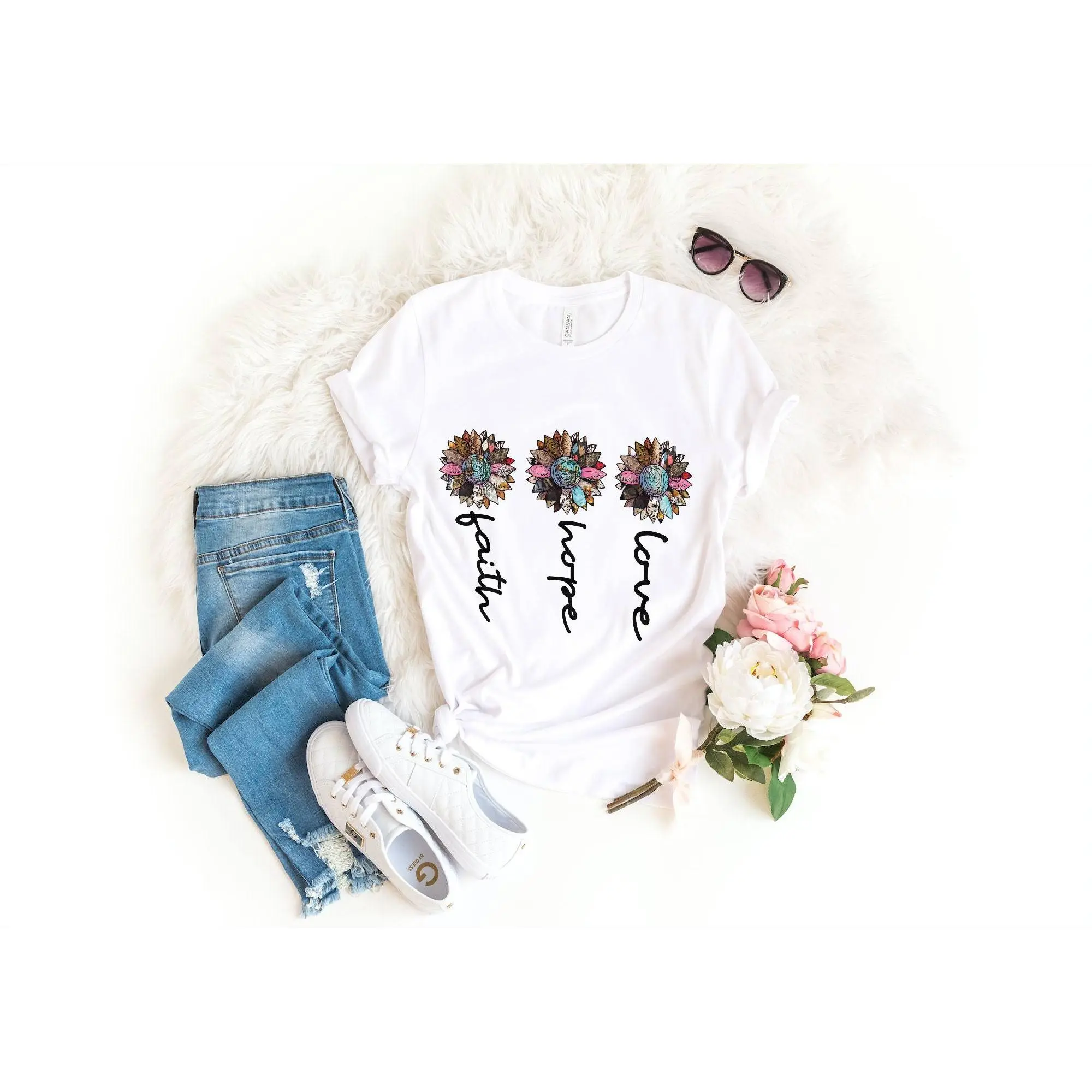 Faith Hope Love Sunflower Tee