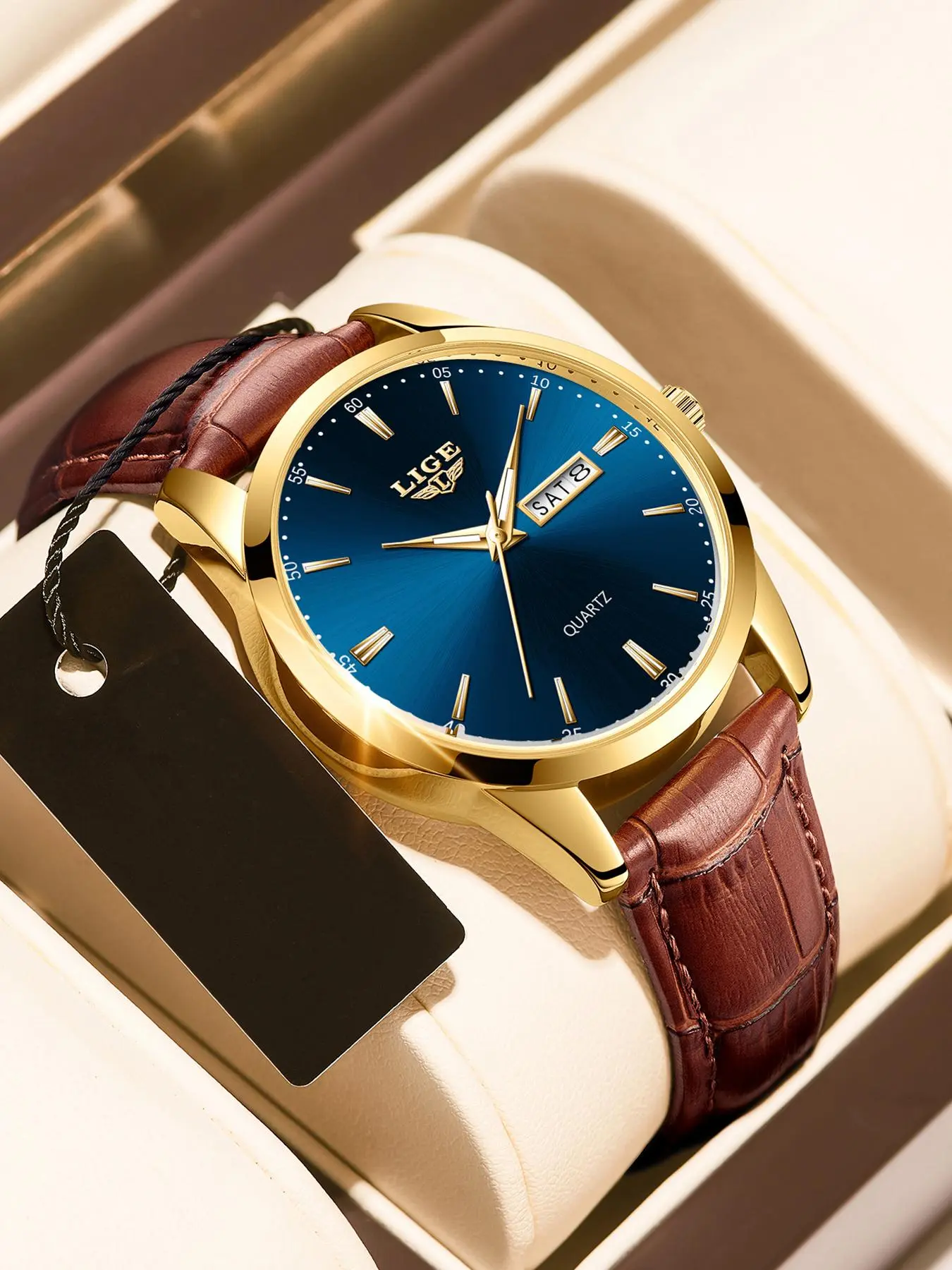 1 Piece Men's Business Fashion PU Leather Strap Analog Quartz Watch With Waterproof & Luminous, without Box