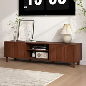 Giratree TV Stand for TVs up to 70'', Entertainment Center with Large Storage for Living Room, Media Console with Sliding Doors and Adjustable Shelves, Modern TV Cabinet for Game Consoles and Decor