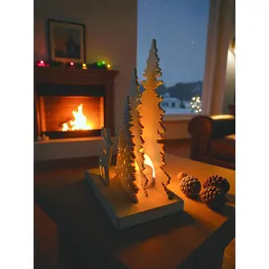 Minimalist Christmas Decor Scene LED Tealight Holder