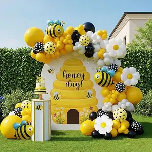 Bee Balloon Garland Kit 115pc Black Yellow White Color Scheme for Birthday Party Bee Gender Reveal Baby Shower Spring Decorations
