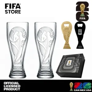 [FIFA World Cip 2026] Officially Licensed The Ultimate World Cup 2026 Gift Set!  2 Large Ceramic Beer Mugs & Gold Trophy Opener | Durable Drinkware for Soccer Lovers & Home Bar ️ Reuse