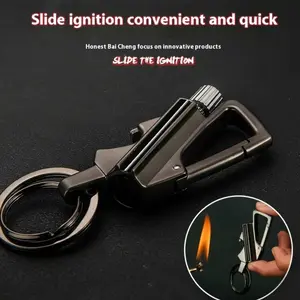 Sports Multifunctional Keychain,Father'S Day Gift, Match Keychain BottleOpener, Permanent, Metal, Fireproof,Waterproof, Suitable for Hiking And Camping,(Without Kerosene)