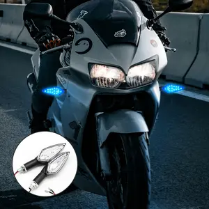 2PCS Motorcycle Turn Signal Light Blinker Indicator Waterproof Moto Scooter Warning Rear Tail Lights Running Lamp Lighting