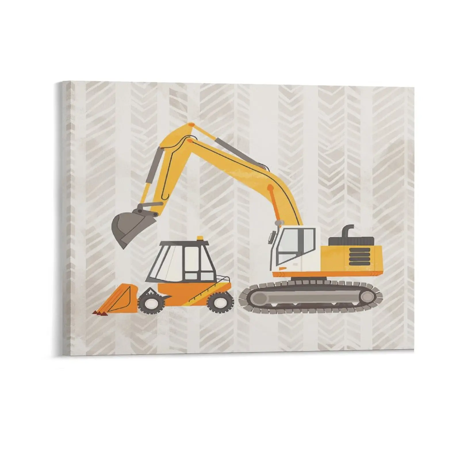Cute Construction Posters Wall Art Prints Abstract Vehicle Education Theme Excavator Bulldozer Canvas Posters Home Wall Art Family Bedroom Office Decor Aesthetic Festival Gift