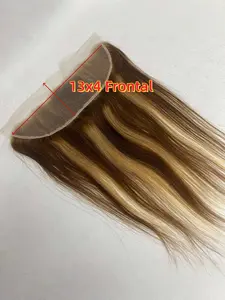 P4/27 Highlight Straight 13x4 Lace Closure, Swiss Lace Human Hair, Pre-Plucked Baby Hair, for Women, Natural Look, Easy Wear