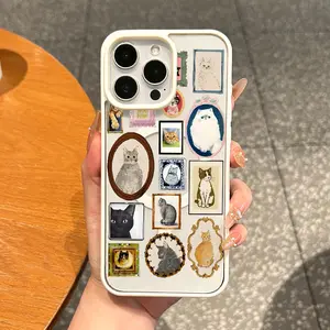 Magnetic Silicone TPU Smartphone Case Cover, Vintage Cat Portraits Collage Accessory for iPhone 17,16 Pro Max,15 Plus,14,13,12,11,XS,XR - Shockproof, Aesthetic, Lightweight, Scratch-Resistant, Waterproof Tech Accessories