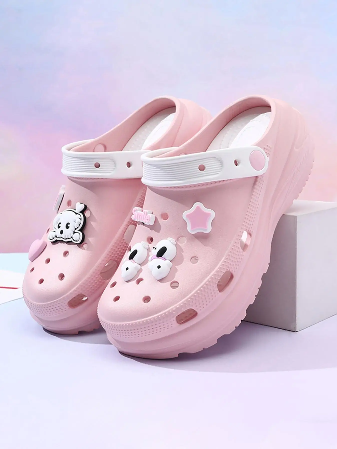 Women's Pink Cute Cartoon Decorated Clogs, Casual Comfortable Non-slip Clogs for Indoor Outdoor Wear, All-match Clogs for Daily Wear, Walking Shoes, B