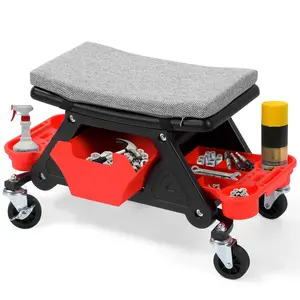 Mechanic Stool with Wheels, 300 LBS Capacity Garage Stool, Heavy Duty Rolling Mechanics Seat, Rolling Stools Seat for Automotive Auto Repair tool