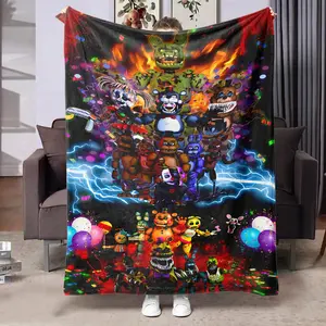 Toy Bear Five Nights at Freddy's Flannel Throw Blanket, Soft and Cozy, Featuring Classic Characters, Perfect for Home Use, Ip Lover Gift, Warm Blanket