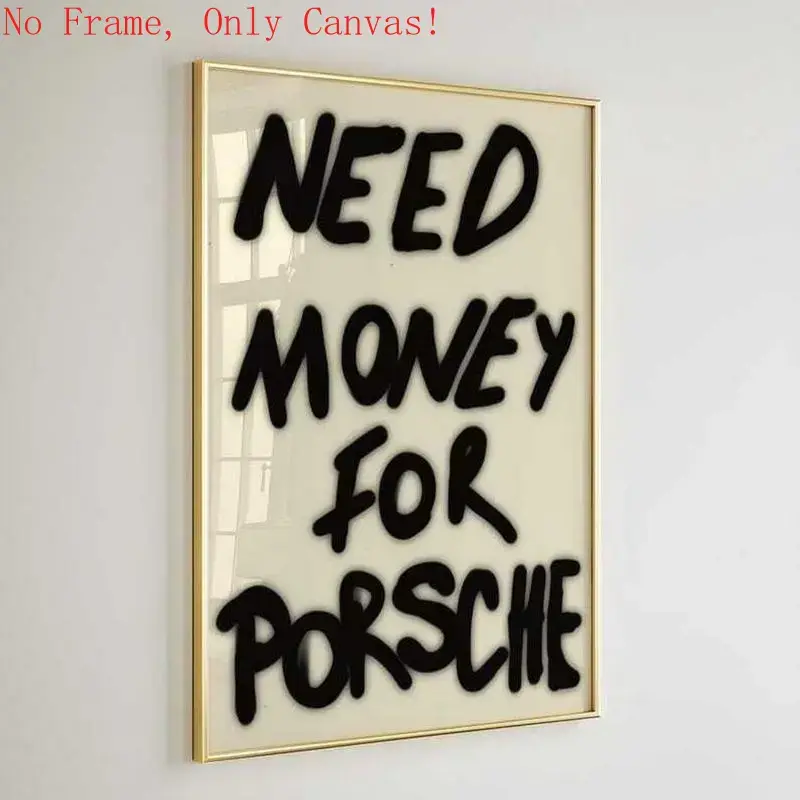 Need Money for Porsche Poster - Trendy Mid Century Wall Art, Porsche 911 Graffiti Print, Unframed Poster for Car Enthusiasts & Modern Decor Glossy Ornaments