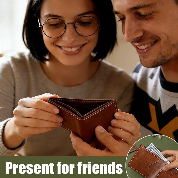 Harxvto Men's Wallet Leather Craft Tools Set Video Tutorials for Wallets Card Holders Handmade Smooth Leather, Classical Style Durable Retro Short Multi-function Credit Card Holder Perfect Gift