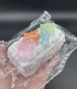 Frozen butter rice cake with gummy bear topping taba squishy toy (not edible)