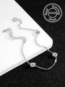 S925 Sterling Silver Fashionable Rhinestone Decorated Bracelet, Fashion Jewelry for Party, Daily Clothing Decor, Trendy All-match & Exquisite Jewelry for Birthday Gift, Fashion Matching Bracelet, High Quality Bracelet