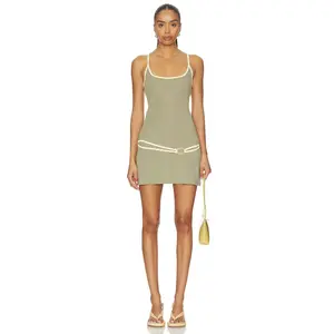 Tiger Mist Celeste Mini Dress in Olive Stripe