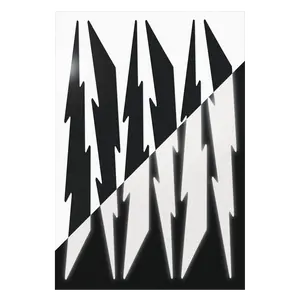 6 Black Lightning Bolts Reflective Decal Set, Six Lightning Bike Frame Reflector Stickers Kit, Motorcycle Helmet Transfers Sheet / #674R-Black