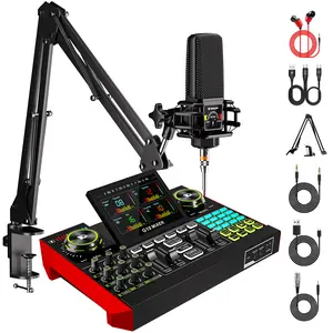 Tenlamp G10-PK PRO Cantilever Sound Card Kit, Upgraded Cantilever Bracket, Customizable Sound Effects, Condenser Microphone, Suitable for Live Streaming, Gaming, Vocal Podcasting, 2-Level Noise Cancellation, and Computer Audio Mixing