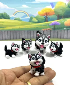 5pcs Flexi Chibi Edition Husky 3D Printed Articulated Fidget Baby Husky Dog, Poseable Animal Toy, Custom Pet Gift for Dog Lovers