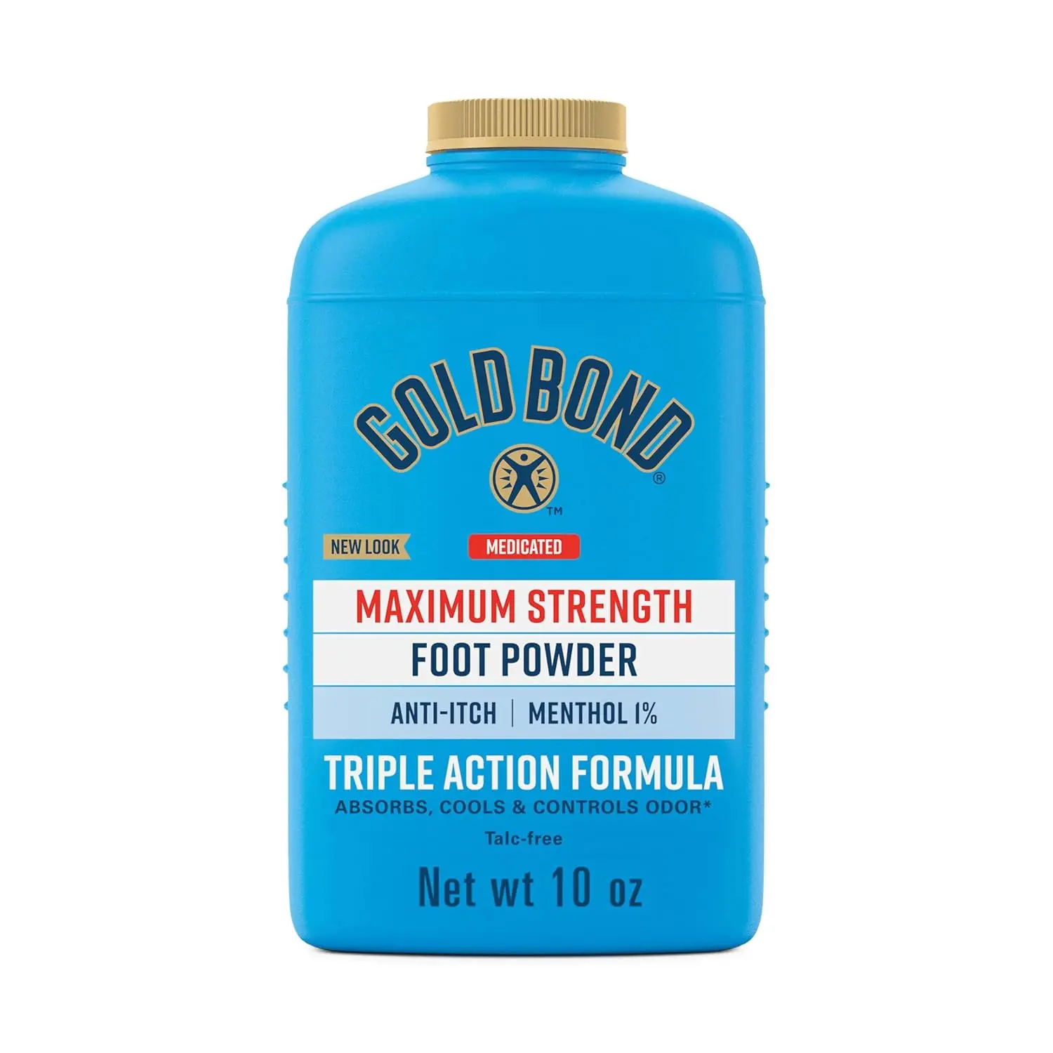 Gold Bond Medicated Talc-Free Foot Powder 10 oz., Maximum Strength Odor Control & Itch Relief, Daily, Gentle