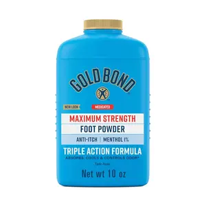Gold Bond Medicated Talc-Free Foot Powder 10 oz., Maximum Strength Odor Control & Itch Relief, Daily, Gentle