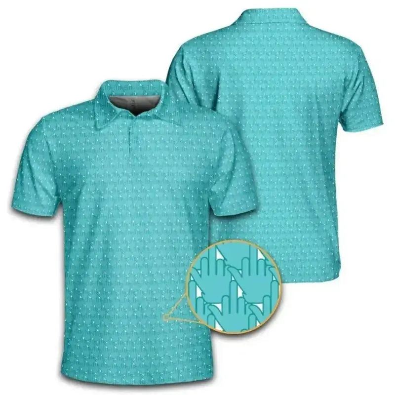 Funny Finger Golf Polo Shirt for Men, Humor Meme Golf Outfit, Lightweight Breathable Performance Polo
