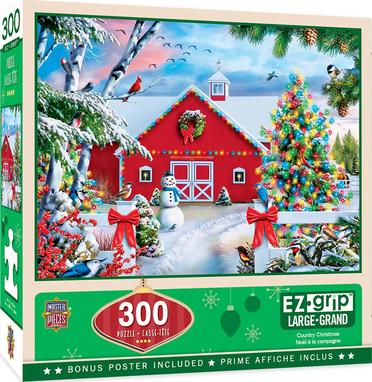 Country Christmas 300-Piece Oversized EZ Grip Creative Puzzle Game, Eco-Friendly Jigsaw Puzzle with Full Interlocking Pieces for Toys & Hobbies Enthusiasts