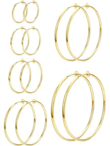 6 Pairs Clip on Hoop Earrings for Women, Fake Hoop Earrings Set, Spring Hoop Earrings for Non-Pierced Ears, Casual Jewelry, All Seasons, High Quality Earrings