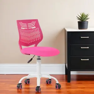 HomeRoots 568076 Pink & White Adjustable Height Swivel Rolling Office Chair