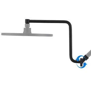 Metal Shower Head Extension Arm,  12" Brass Adjustable Extender, Standard 1/2", Raise or Lower Rain and Fixed Shower Head, Adjustment of Height/Angle Extension Arm Attachment, Matte Black