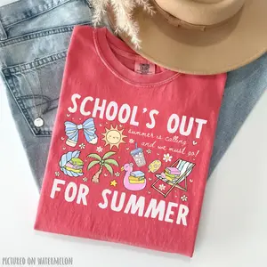 Comfort Colors 'Schools Out For Summer' T-Shirt : Summer Is Calling Book Lover Teacher Tee