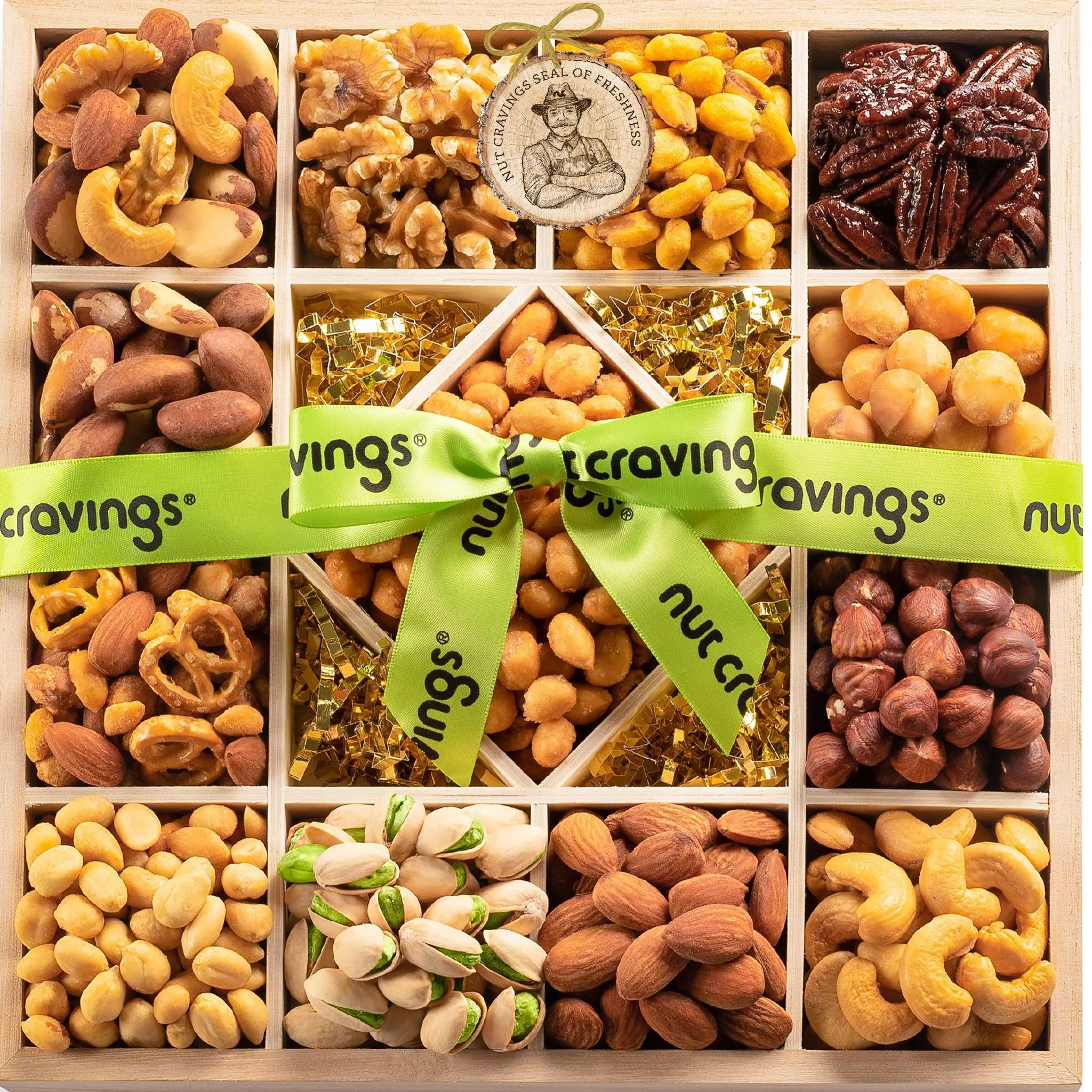 NUT CRAVINGS - Mixed Nuts Gift Basket (Parent) Food Arrangement, Healthy Snack Care Package, Kosher