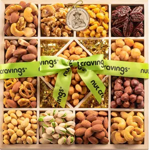 NUT CRAVINGS - Mixed Nuts Gift Basket (Parent) Food Arrangement, Healthy Snack Care Package, Kosher