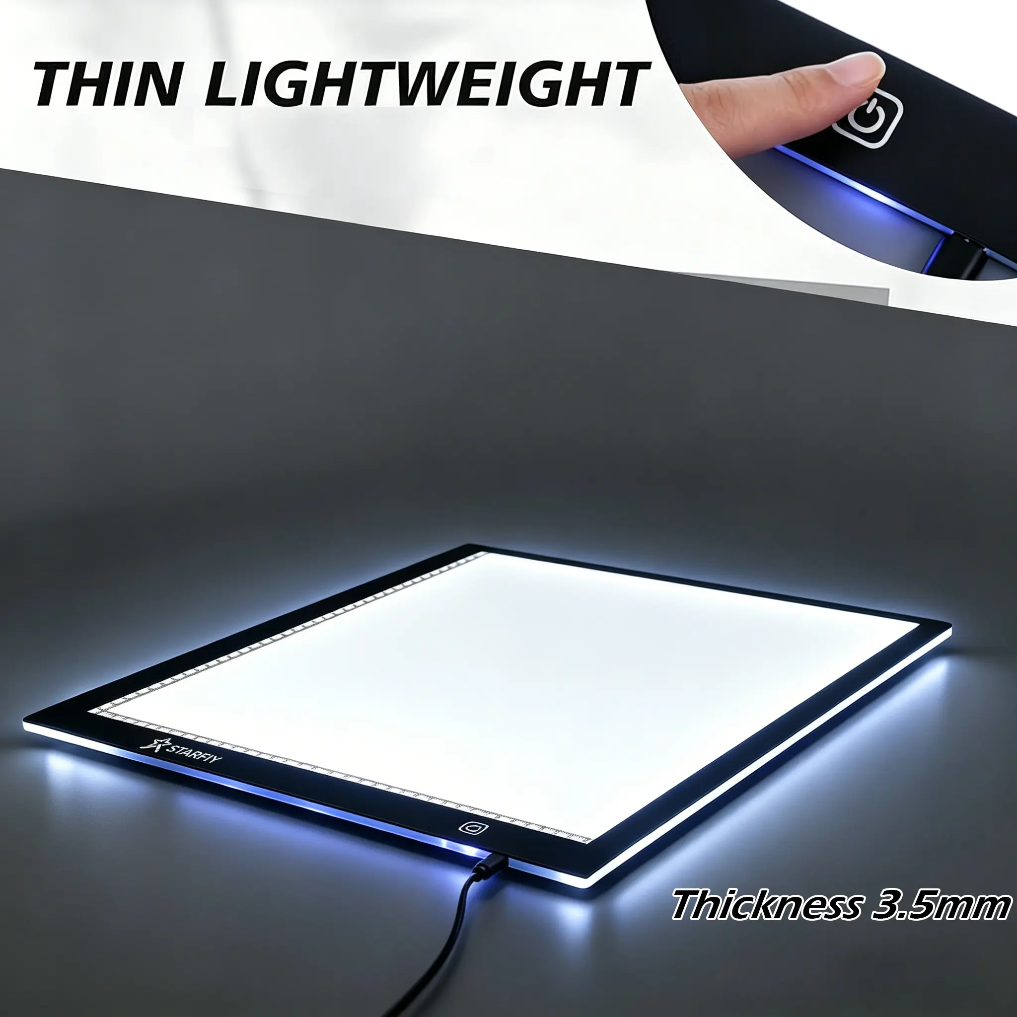 A4 LED Diamond Drawing Board (13.78×10.04 inch), 3-Level Dimming LED Light Board, Acrylic High-transparency Light Pad With Adjustable Brightness Light Box, Suitable For Drawing, Calligraphy Copying, Diamond Painting Art Creation, Drawing Copy Board