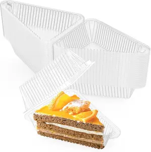 100 Pieces Cake Slice Plastic Containers, 4.33 Inches Hinged Lid Cheese cake Container, for Home, Bakery and Cafe
