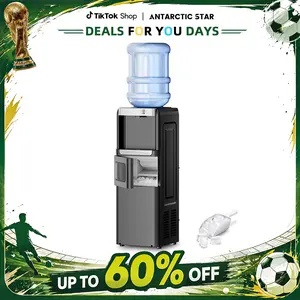 【DealsForYouDays】Antarctic Star 3-in-1 Hot and Cold Beverage Water Cooler Chiller Dispenser with Built-in Ice Maker, 3-5 Gal Bottle Compatibility, Child Safety Lock, Black, Beverage Dispenser