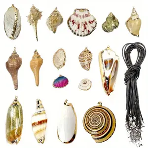 20Pcs/10Sets Bohemian Ethnic Style Shell Conch Pendant Black Necklace Chain Set Beach Vacation Fashionable Versatile Women's Necklace Set