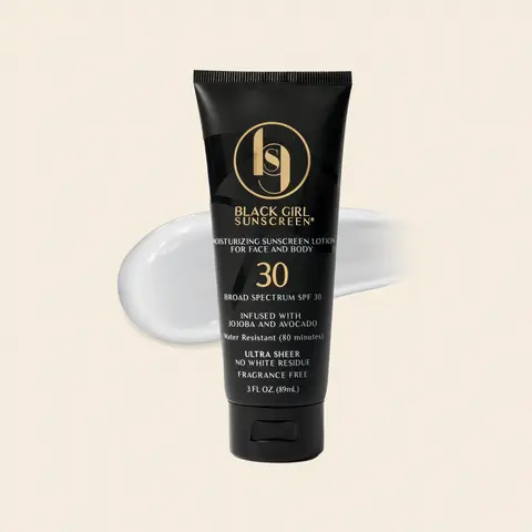 Black Girl Sunscreen - 2 fl oz Bottle, Broad Spectrum SPF 30 Cosmetic-Friendly Facial & Body Care Sunscreen for Adults, Lightweight Natural-Look Formula with Moisture, Skin Repair, Shea, Vitamin C, Sunflower