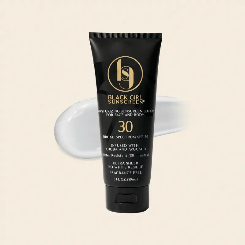Black Girl Sunscreen - 2 fl oz Bottle, Broad Spectrum SPF 30 Cosmetic-Friendly Facial & Body Care Sunscreen for Adults, Lightweight Natural-Look Formula with Moisture, Skin Repair, Shea, Vitamin C, Sunflower