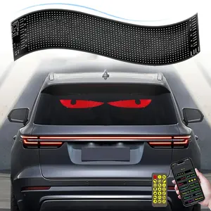 1PC/2PCS LED Light Car Display Devil's Eye Car LED Matrix Pixel Panel with Remote Control APP, Programmable Flexible LED Display for Car Window, Ghost, Pumpkin, Halloween, Christmas Light Decoration
